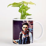 White Personalised Mug With Syngonium Plant