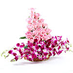 Roses And Orchids Basket