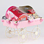 Sweet & Savoury Hamper In Pink Handcart