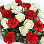 Red & White Carnations Bunch