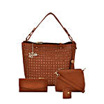 LaFille Designer Tan Handbag Set