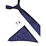 Blue Microfiber Necktie Set For Men