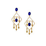 Gold Plated Blue Drop Earrings