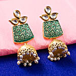 Gold Plated Green Dome Jhumkas
