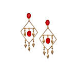 Gold Plated Red Drop Earrings
