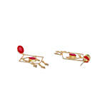 Gold Plated Red Drop Earrings