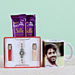 Personalised Mug With Chocolates & Rakhi