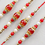 Set Of 4 Beautiful Red Beads Rakhis