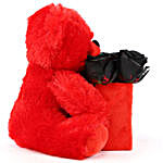 Black Shaded Rose Box With Teddy Bear