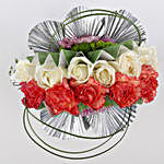 Posy Of Carnations & Roses With Chocolates