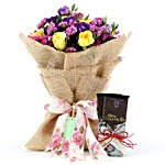 Mixed Flowers Jute Wrapped Bouquet & Bournville