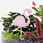 Exotic Dish Garden With Flamingos