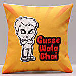 Designer Pearl Rakhi & Gusse Wala Bhai Cushion Combo
