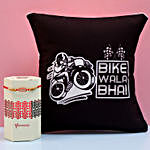 Pearl Rakhi & Bike Wala Bhai Cushion Combo