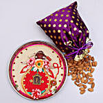 Decorative Rakhi Puja Thali & Almonds Combo