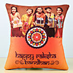 Gold Thread Rakhi & Personalised Cushion Combo