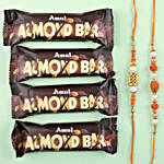 Set of 2 Rakhi & Amul Almond Chocolate Bars