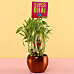 2 Layer Bamboo & Rudraksha Rakhi For Super Bhai