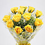 Yellow Roses Bouquet & Meenakari Rakhi