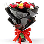Vivid Roses Bouquet & Pearl Rakhi