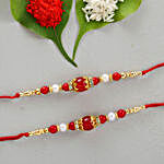 Set Of 2 Auspicious Pearl & Beads Rakhis