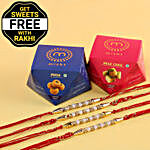 Free Sweet Boxes With White Pearl Rakhi Set
