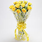 Yellow Roses Bouquet & Meenakari Rakhi