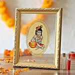 Gold Plated Bal Gopal Foil Double Glass Frame- Large