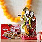 Radha Krishna Ceramic Idol & Soan Papdi Combo