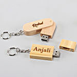 Personalised Wooden Couple Pen Drive