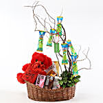 Beautiful Floral Basket With Candy Tree