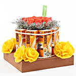 Orange Roses With Hershey's Milkshake Wooden Tray