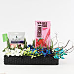 Orchids With Hershey's Milk Shake Gift Hamper