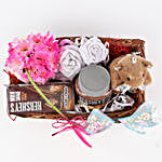 Pink Flowers & Hershey's Gift Basket