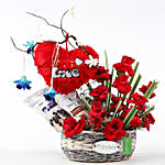 Roses & Orchids Basket With Brookside Candy