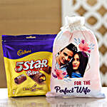 Cadbury 5 Star Pack & Personalised Gunny Bag For Wife