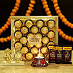 Gold Plated Laxmi Ganesha & Chocolates