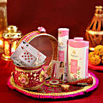 Karwa Chauth Pink Thali Set & Shringar