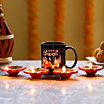 Black Diwali Mug & Diyas