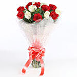 White Roses & Red Carnations Bouquet