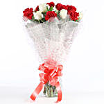 White Roses & Red Carnations Bouquet