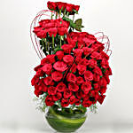 Heavenly 120 Red Roses Round Vase