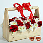 Floral Basket & Diyas Combo