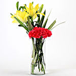 Charming Floral Vase Arrangement & Diyas Combo