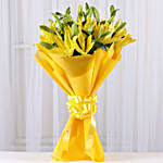 Sunshine Yellow Asiatic Lilies & Diyas Combo