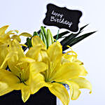 Yellow Asiatic Lilies Birthday Arrangement