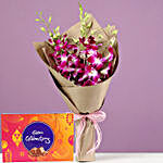 Purple Orchids Bouquet & Cadbury Celebrations