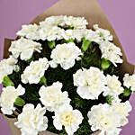 Serene White Carnations Bouquet