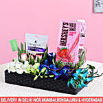 Orchids With Hershey's Milk Shake Gift Hamper