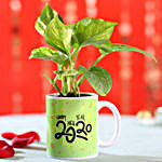 New Year Greetings Green Money Plant